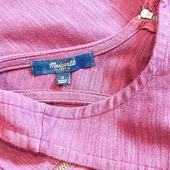 Madewell Burgundy Pierside Zip Back Pockets Dress, Size Small - Picture 6 of 8